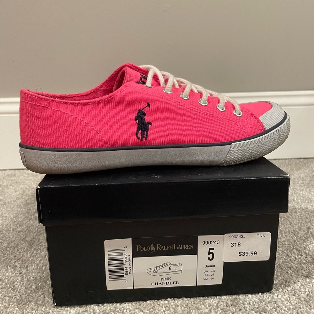 Pink polo sneakers size 5